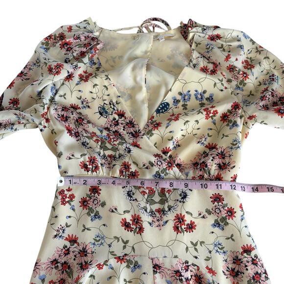 Maje Inora Yellow Floral Print Silk Long Sleeve Playsuit Romper Size 36 Small - Picture 7 of 11